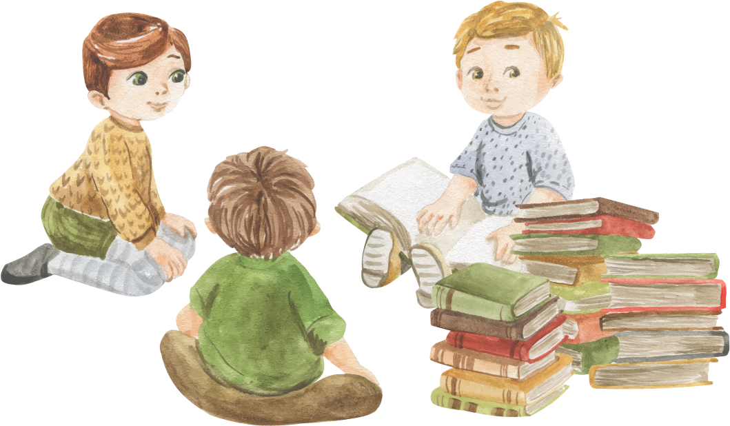 Niños leyendo juntos